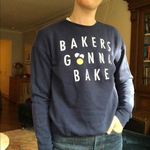 “Bakers Gonna Bake” pullover crew neck sweatshirt from Flour Bakery Sz S